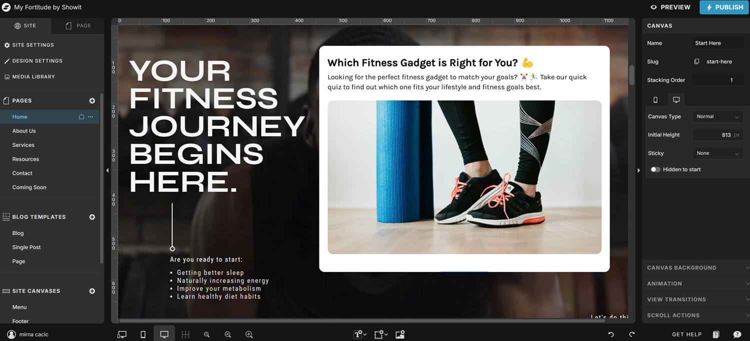 How your Opinion Stage quiz will look on your Showit site.