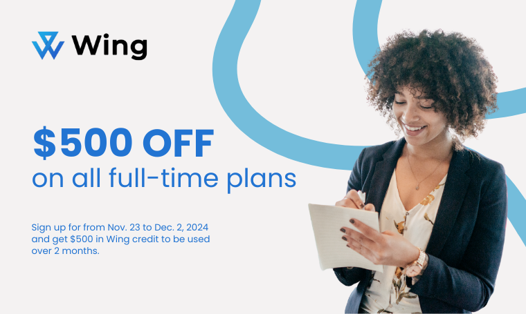 Image of Wing Assistant's Black Friday banner.