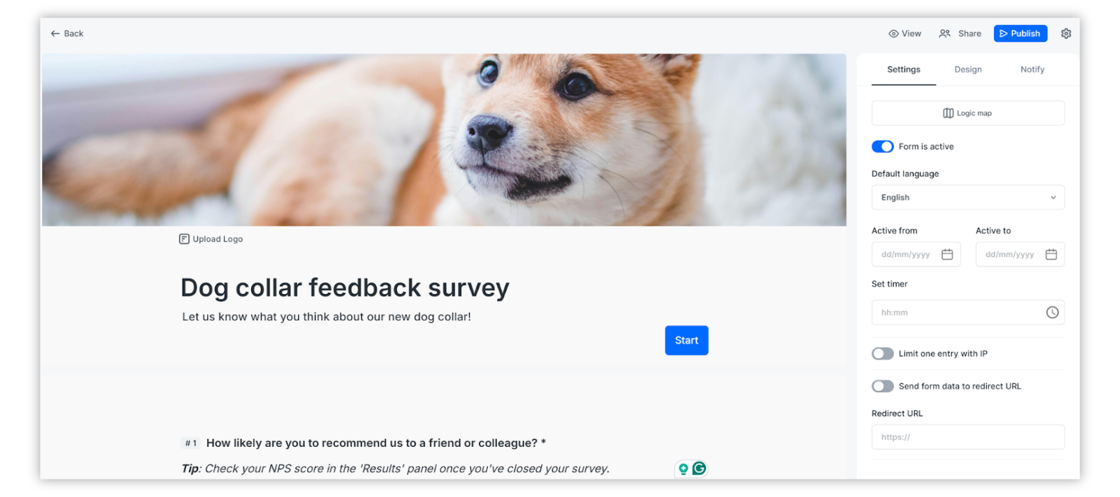 Best free survey tools, Formaloo.
