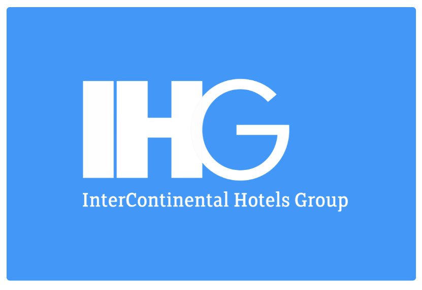 IHG logo – InterContinental Hotels Group written in blue with the initials 'IHG' in bold.